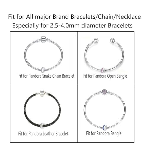 Clip Stopper Charms Sterling Silver Rondelle Spacer Bead Charm Stopper Charm for Pandora Charm Bracelets - color: Blue ( 4pcs )