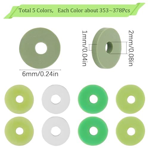 SUNNYCLUE 1 Box 5 Strand 1765~1890Pcs St. Patrick's Day Beads Holiday Polymer Clay Beads Bulk 6mm Flat Parade White Green Clay Bead for Bracelets Beaded Keychain Making Supplies Arts Adults Women - style: Style 3