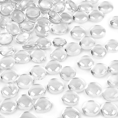 DomeStar 2LB Clear Flat Glass Marbles, Clear Glass Beads Decorative Gem Pebbles Vase Fillers for Centerpieces Table Scatter Home Decor - color: Clear