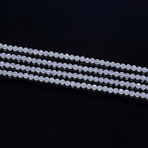 Adabele 15 Inch Natural Blue Flash Moonstone Healing Gemstone 3mm (0.12 Inch) Tiny Small Faceted Round Loose Beads Stone Spacer (110-120pcs) for Craft Jewelry Making GK3-7 - color: Blue Flash Moonstone, size: 3mm (0.12") - 15 inch/1 strand