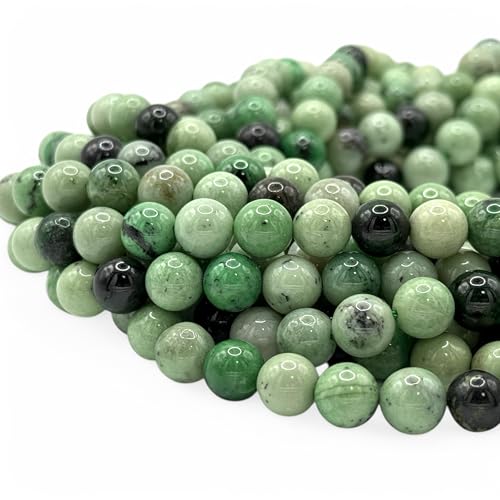 ABCGEMS African Hydrogrossular Garnet Beads AKA Transvaal Grossular Garnet (Gorgeous Black Inclusions of Chromite) Healing Energy Jewelry Making Smooth Round 10mm - color: Hydrogrossular Garnet (From Africa)