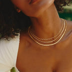 Dremmy Studios Dainty Gold Choker Necklace for Women 14K Gold Plated Coin Disc Figaro Layered Beaded Flat Mariner Sideways Cross Wishbone Link Clavicle Necklaces - style: 2.0mm Beaded Chain