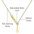 Savlano 925 Sterling Silver Solid 0.8mm Box Adjustable Bolo 14-24 Inch Chain Necklace For Women - Made in Italy Comes With a Gift Box - style: Gold Plated