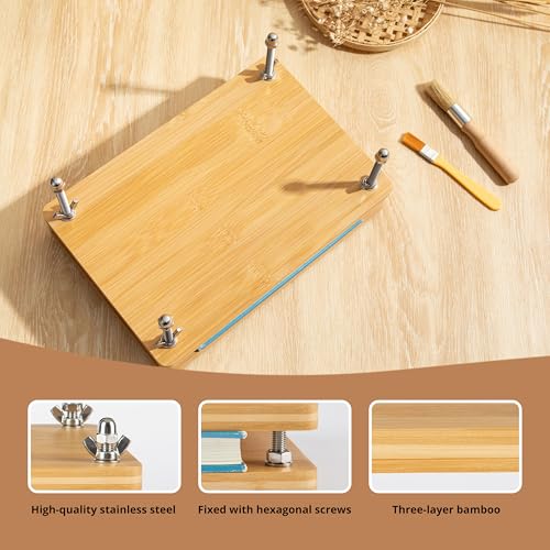 pamctry 50 Pcs Book Binding Kits for Beginners - Complete DIY Kit with Tools & Instructions, 11.6 x 7.8 Inches - style: Book Binding Kits + Bamboo Book Press