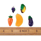 Craftdady Fruit Dangle Charms Pendants Cute Resin Food Pendants Apple Orange Pineapple Strawberry Pendants Lovely Vegetable Mushroom Charms for DIY Craft Earring Bracelet Necklace Jewelry Making - color: Mixed Shape
