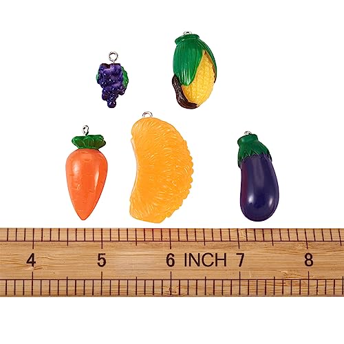 Craftdady Fruit Dangle Charms Pendants Cute Resin Food Pendants Apple Orange Pineapple Strawberry Pendants Lovely Vegetable Mushroom Charms for DIY Craft Earring Bracelet Necklace Jewelry Making - color: Mixed Shape