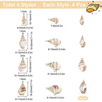SUNNYCLUE 1 Box 16Pcs 4 Style Ocean Beach Spiral Seashells Craft Charms Connectors Pendant Conch Shells Charms with Plated Golden Loop Bail for Bracelet Necklace Making Craft Supplies - color: 1 Box 16pcs Conch Shell Charms