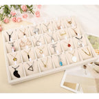 24 Grids Stackable Jewelry Tray Organizer with Removable Dividers, Velvet Jewelry Display Tray for Earrings Necklaces Bracelet Rings Display Showcase - Light Khaki - color: Light Khaki