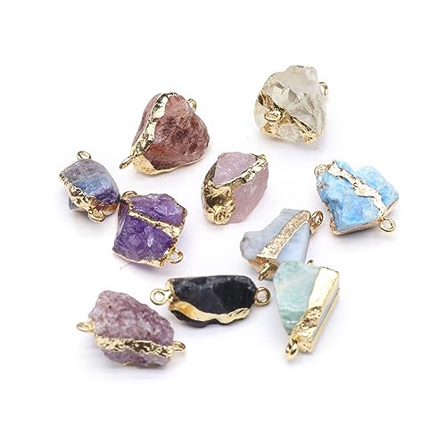 8pcs Natural Stone Pendant Irregular Shape Healing Crystals Stone Charms For Jewelry Making DIY Necklaces