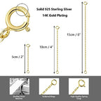 3 Pcs 925 Sterling Silver Necklace Extenders for Women Durable Strong Removable Necklace Bracelet Anklet Extension Jewelry Making Chains - color: 2 4 6 Inch, Gold