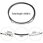 50 Pcs Black Waxed Necklace Cord 2MM Waxed Leather Cord Rope with a Lobster Claw Clasp Necklace Cord Bulk for Jewelry Making Bracelet Chain Necklaces String Jewelry DIY Accessories