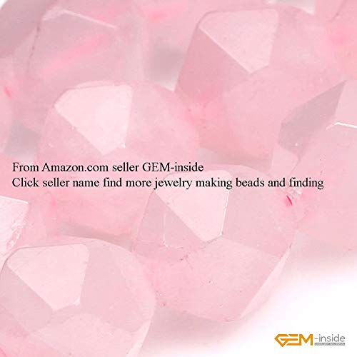GEM-Inside Natural 12mm Pink Rose Quartz Gemstone Loose Beads Faceted Cambay Crystal Energy Stone Power for Jewelry Making 15" - color: Pink Rose Quartz, size: 12mm