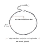 U7 Women Girls Barefoot Jewelry 18K Gold or Rose Gold Stainless Steel Heart/Rope/Figaro/Cuban Chain Anklet Foot Bracelet, 25-30 CM Long - color: Stainless Steel-3mm-Wheat Chain