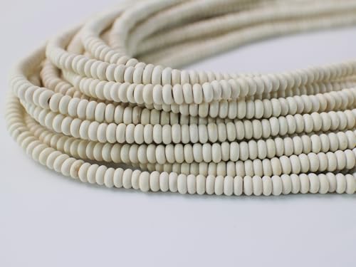 Natural Turquoise Seed Beads 4mm 1400pcs Small White Stone Abacus Loose Rondelle Space Beads Bulk for Necklaces, Bracelets, Hair, Keychains, Lanyards & Professional Jewelry Making and Adult Crafting - color: White Abacus