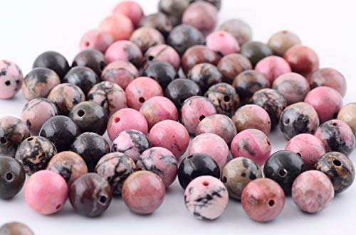 Natural Stone Beads 100pcs 8mm Black Stripe Rhodonite Round Real Stone Beading Loose Gemstone Hole 1mm DIY Charm Beads for Bracelet Necklace Earrings Jewelry Making (Black Stripe Rhodochrosite, 8mm) - color: Black Stripe Rhodochrosite, size: 8mm