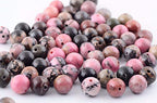 Natural Stone Beads 100pcs 8mm Black Stripe Rhodonite Round Real Stone Beading Loose Gemstone Hole 1mm DIY Charm Beads for Bracelet Necklace Earrings Jewelry Making (Black Stripe Rhodochrosite, 8mm) - color: Black Stripe Rhodochrosite, size: 8mm
