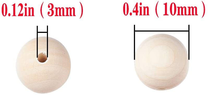 300Pcs 10mm Wood Beads Round Wooden Spacer Beads Unfinished Natural Wood Loose Beads - size: 10