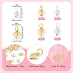 FASHEWELRY Real 18K Gold Plated Heart Charms Platinum Brass Pendants with Loop for Bracelets Necklace DIY Jewelry Making, Wedding, Mother's Day Festival Gifts - color: Golden & Silver