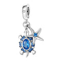 MULA 925 Sterling Silver Charms for Bracelets and Necklaces Lipstick and Bag Dangle Pendants Tower Camera Beads Jewelry Charms for Women - color: Blue Turtle and Starfish Charm