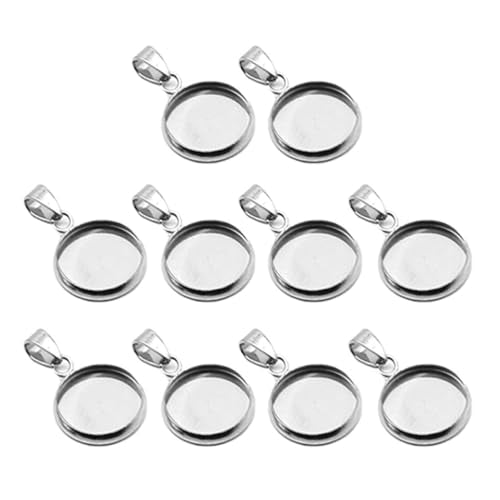 EXCEART 20pcs Trays Pendants Stainless Steel Round Cabochons Settings Bezels Base Blanks Charms Kit for Photo Necklace Bracelet Jewelry Making (Silver 16mm)