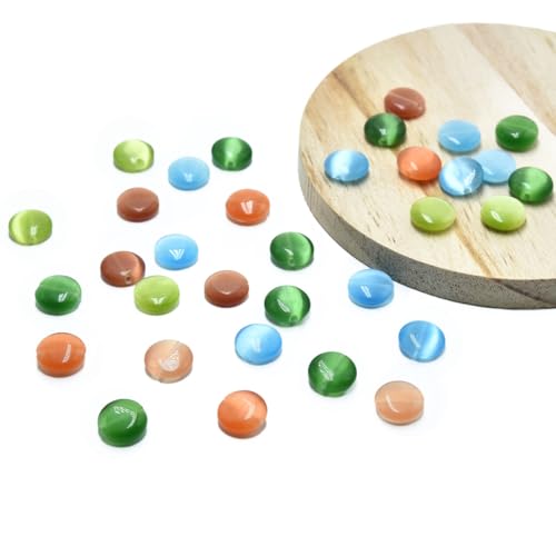 39pcs 10mm Mixed Colors Cat's Eye Coin Stone Loose Gemstone Beads Semi-Precious Craft Supplies for DIY Jewelry Making - color: Coin10mm Mixed Colors