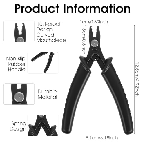 Bead Crimper Jewelry Crimp Tool Jewelry Pliers Bracelet Crimper Crimp Bead Pliers Tool for Necklaces DIY Craft Beading Repair Making Supplies (5.12"× 3.23"× 0.47" Black)