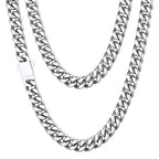 ChainsHouse Stainless Steel Mens Cuban Link Chain, Black/ 18K Gold Plated Miami Cuban Chain Necklace, 5mm/7mm/9mm/12mm/14mm Width, No Tarnish& Durable Hip Hop Mens Jewelry, 18"-30", Send Gift Box - color: a. 7mm width-steel, size: 28 inches
