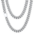 ChainsHouse Stainless Steel Mens Cuban Link Chain, Black/ 18K Gold Plated Miami Cuban Chain Necklace, 5mm/7mm/9mm/12mm/14mm Width, No Tarnish& Durable Hip Hop Mens Jewelry, 18"-30", Send Gift Box - color: a. 7mm width-steel, size: 24 inches