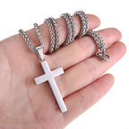 P. BLAKE Stainless Steel Cross Pendant Necklace for Men Boys, Christian Cross Pendant with 16-24 Inches Chain Cross Necklace Jewelry Gifts - size: 18 Inches, style: Silver Pendant 1.7*0.9