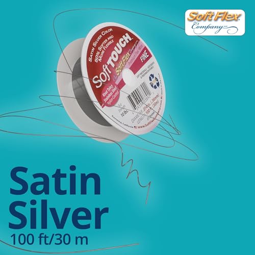 Soft Flex 21 Strand Stringing Wire - Flexible Braided - Fine 0.14 Diameter - Jewelry Making Bead Wire - Satin Silver - style: 100 Feet