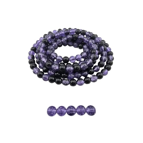 DandS ltd Crackle Lampwork Glass Beads for Jewelry Making, Purple, Vibrant DIY Bracelets, Necklaces, Earrings, Beading Supplies & Craft Kits for Handmade Jewelry, 80pcs 0.39 inch (10mm), #J211-10 - color: Purple