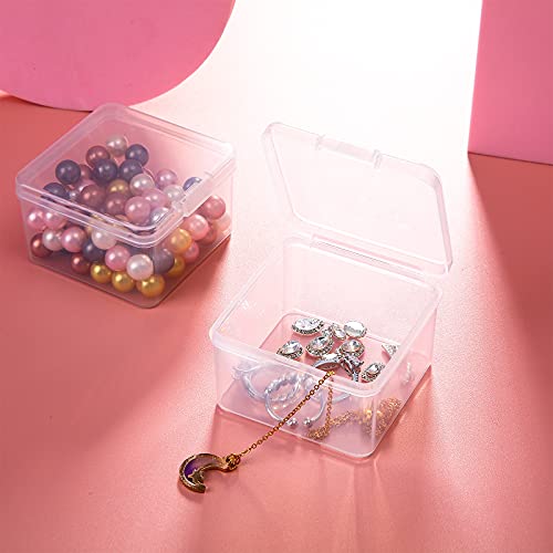 Jetec 6 Pieces Mini Plastic Clear Beads Storage Containers Box for Collecting Small Items, Beads, Jewelry, Business Cards, Game Pieces, Crafts (2.5 x 2.5 x 1.6 Inch) - size: 2.5 x 2.5 x 1.6 Inch