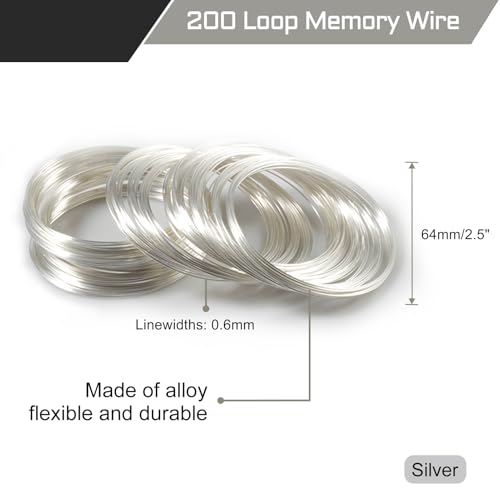 5.5 Inches Memory Wire Cutter For Jewelry Making Memory Cutter Kit For Bracelet Making 200 Silver Wire Loops Beading Jewelry Beading