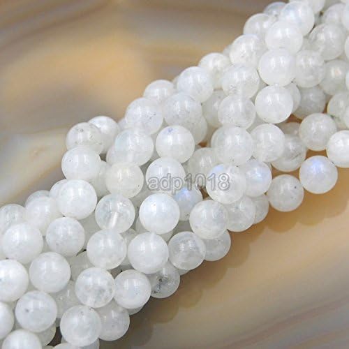 Natural White Moonstone Gemstone Round Loose Beads (5mm) - size: 5mm