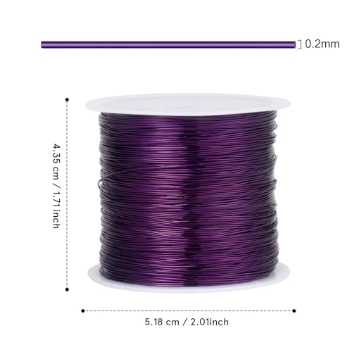 492FT Jewelry Wire 32 Gauge Tarnish-Resistant Copper Beading Wires Roll Bulk for DIY Crafts Jewelry Making, Purple Wire - color: Purple, size: 0.2mm
