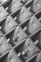 Stackable Jewelry Trays, Velvet Earring Box,Premium Necklace Box,Luxury Jewelry Display Case,Grey Pendant Trays - color: Grey, size: 24 Grid Pendant Tray