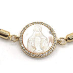 Mother of Pearl Virgin Mary Adjustable Bracelet Catholic Gifts for Women