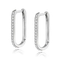 Me&Hz Gold Huggie Earrings Small Huggie Hoop Earrings for Women 14K Gold Plated Hypoallergenic Cubic Zirconia Huggies Mini Silver Hoop Earring for Women - color: Paperclip Hoop - CZ, Silver