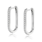 Me&Hz Gold Huggie Earrings Small Huggie Hoop Earrings for Women 14K Gold Plated Hypoallergenic Cubic Zirconia Huggies Mini Silver Hoop Earring for Women - color: Paperclip Hoop - CZ, Silver