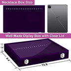 Jenseits Necklace Holder Jewelry Organizer Box, Dustproof Velvet Necklace Tray Jewelry Display With Clear Lid, Preppy Jewelry Holder, Long Necklaces Pendants Organizer, Gifts For Women Girls - Purple