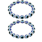 Handmade 8mm Beaded Bracelets For Men Protection Bracelet For Women Chakra Feng Shui Stretchy Handmade Lucky Money Stretchy Crystal Bracelets Best Gifts - color: Evil eyes 2PCS