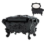 Gothic Jewelry Box With Mirror Decorative Black Rose Flower Jewelry Case, Small Jewelry Organizer for Earrings Rings Necklaces Bracelets, 6.3 Inch Retro Multifunctional Storage Box Make Up Organizer