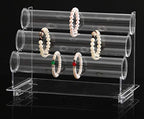 ChezMax Triple Tier Jewery Display Removable Bracelet Holder Jewelry Stand Necklace Stand Jewelry Towers and Watch Holder for Home Organization - color: D- Clear