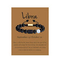 VLINRAS Zodiac Bracelet for Men Women, 8mm 10mm Natural Black Onyx Stone Star Sign Constellation Horoscope Bracelet Gifts