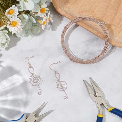 BENECREAT 19.7Ft Round Twist Jewelry Wire, 20 Gauge Tarnish Resistant Brass Craft Wire for Necklace Bracelet Making and Handmade Project, Rose Gold & Platinum - color: Rose Gold