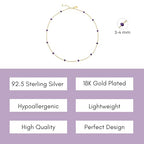 Dainty Gold Necklace for Women,Trendy 18k Gold Vermeil Sterling Silver Choker Necklace Thin Beaded Choker Necklaces Womens Simple Jewelry Gift for Valentines Day - color: February - Amethyst