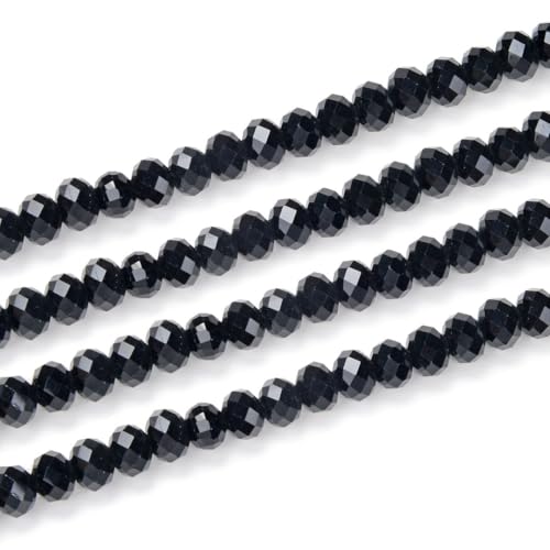350pcs Czech Faceted Rondelle Crystal Glass Loose Beads 8mm Spacer Bulk Jet Black for DIY Craft Jewelry Making CCR823 - color: Jet Black, size: 8mm - 350pcs