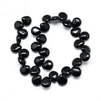 Craftdady 30pcs Teardrop Natural Black Stone Beads Top Drilled Energy Healing Gemstone Loose Beads Polished Chakra Stone Loose Beads 12x9-10mm for DIY Jewelry Crafts - color: Black Stone