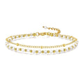 Peridot Stand Silver Gold Bracelets, Handmade Birthstone Stack Bracelet Crystal Gemstones Bead Chain Gift for Women, 8" - color: White Zircon