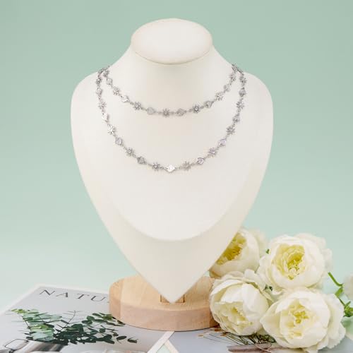 KYUNHOO Beautiful Daisy Flower Chain Roll 13 Feet Embossed Heart Chains for Jewelry Making Stainless Steel Silver Jewelry Supplies for DIY Handcrafts - color: FLower Silver